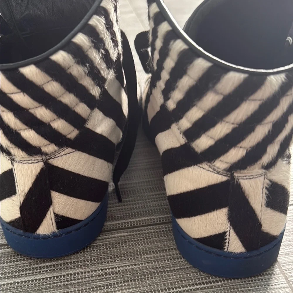 Gucci Men's Shoe Pony Stripe Black / White Blue Sole High Top Sneaker 9G (US 10) - Picture 6 of 11